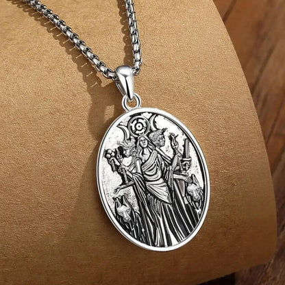 Wicca Triple Goddess Necklace - 925 Silver Hecate Wheel Pagan Goddess Necklace Witchcraft Jewelry-MoonChildWorld