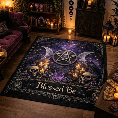 Wicca Triple Moon & Dark Crow Witchcraft Area Rug – Witchy Raven Halloween Carpet for Gothic Decor_mockup_1.webp