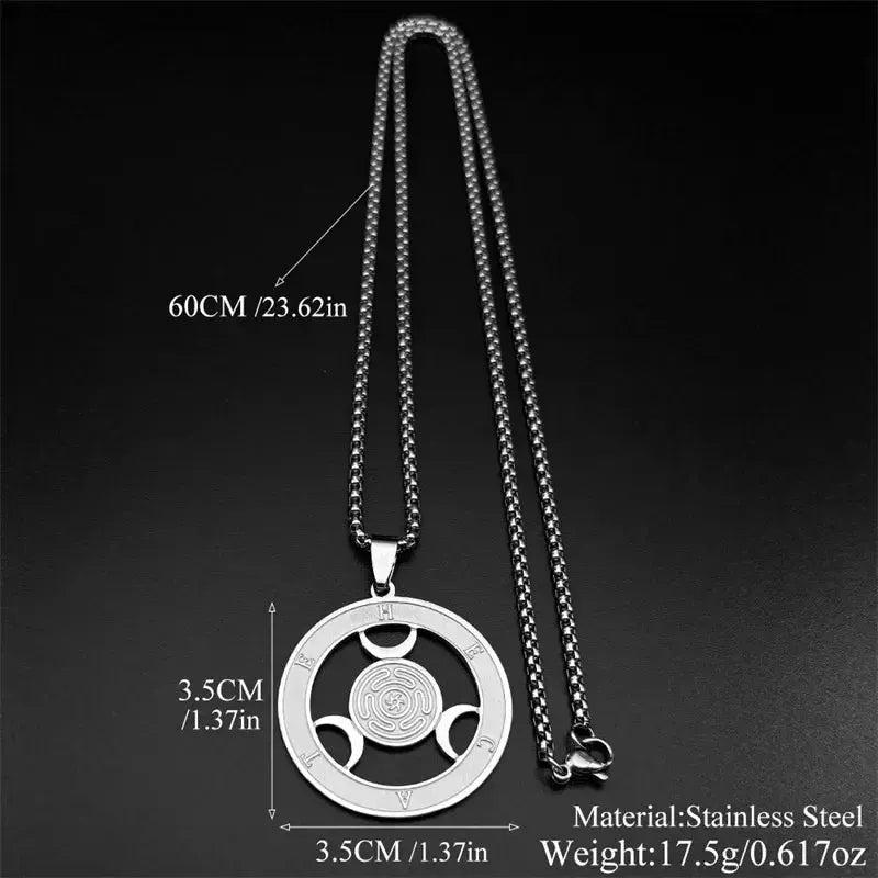 Wicca Triple Moon Goddess Hecate Wheel Necklace Pagan Hecate Symbol Jewelry-MoonChildWorld