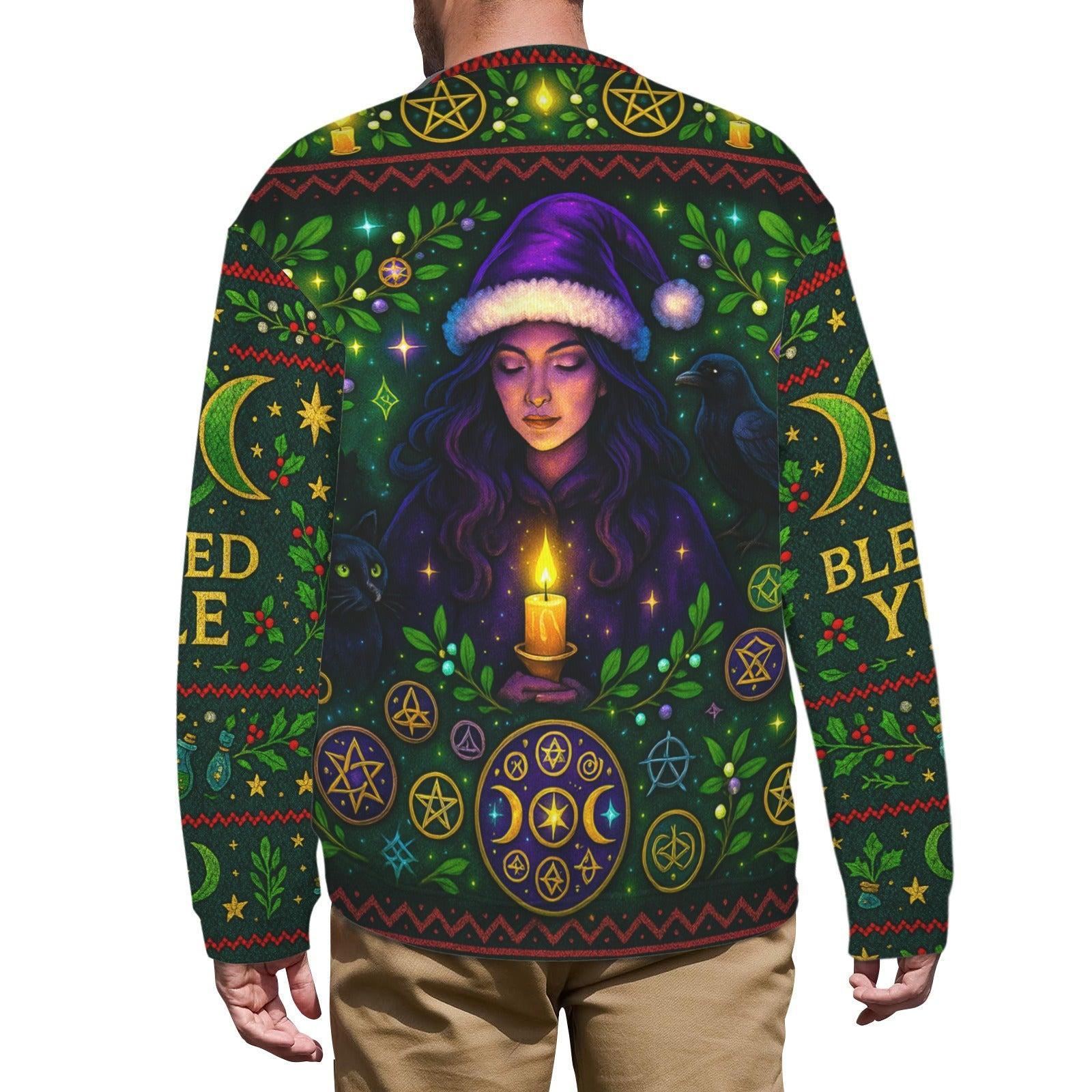 Wicca Triple moon Blessed Yule Sweatshirt Pagan Christmas Sweater-MoonChildWorld
