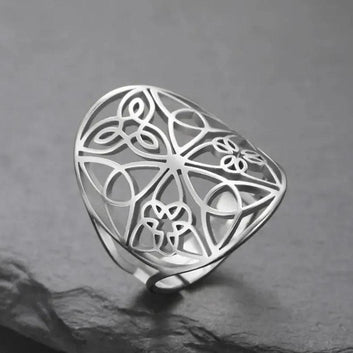 Wicca Triquetra Trinity Knot Ring Endless Infinite Knot Celtic Ring Pagan Jewelry-MoonChildWorld