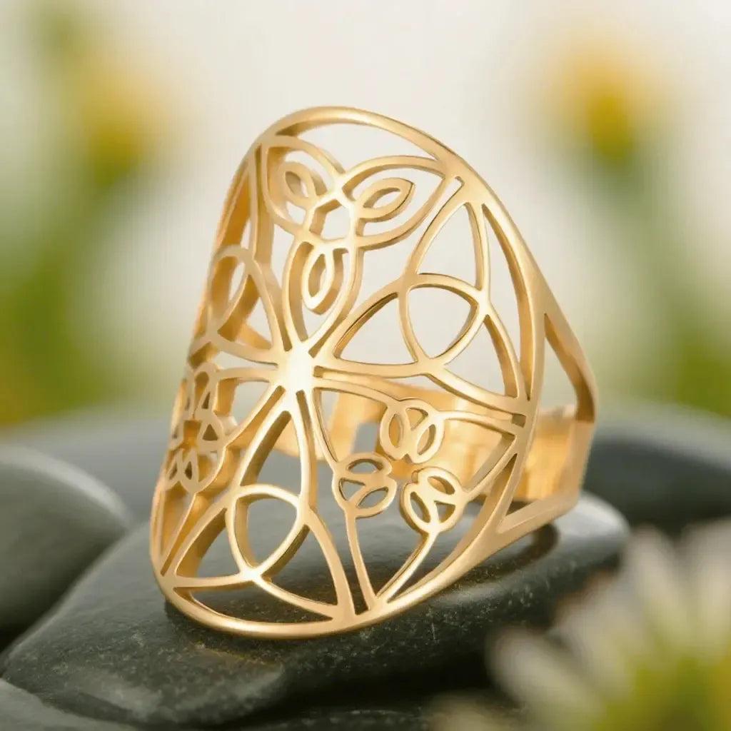 Wicca Triquetra Trinity Knot Ring Endless Infinite Knot Celtic Ring Pagan Jewelry-MoonChildWorld