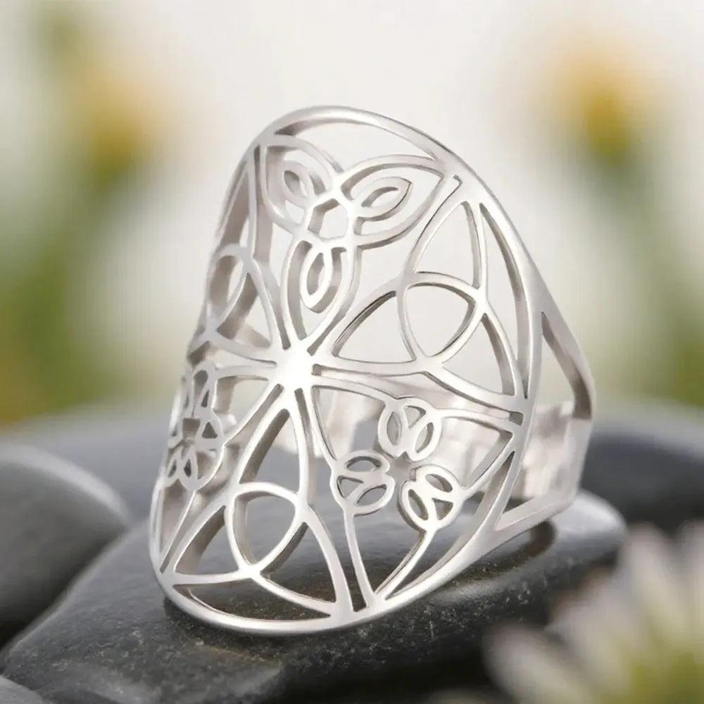 Wicca Triquetra Trinity Knot Ring Endless Infinite Knot Celtic Ring Pagan Jewelry-MoonChildWorld