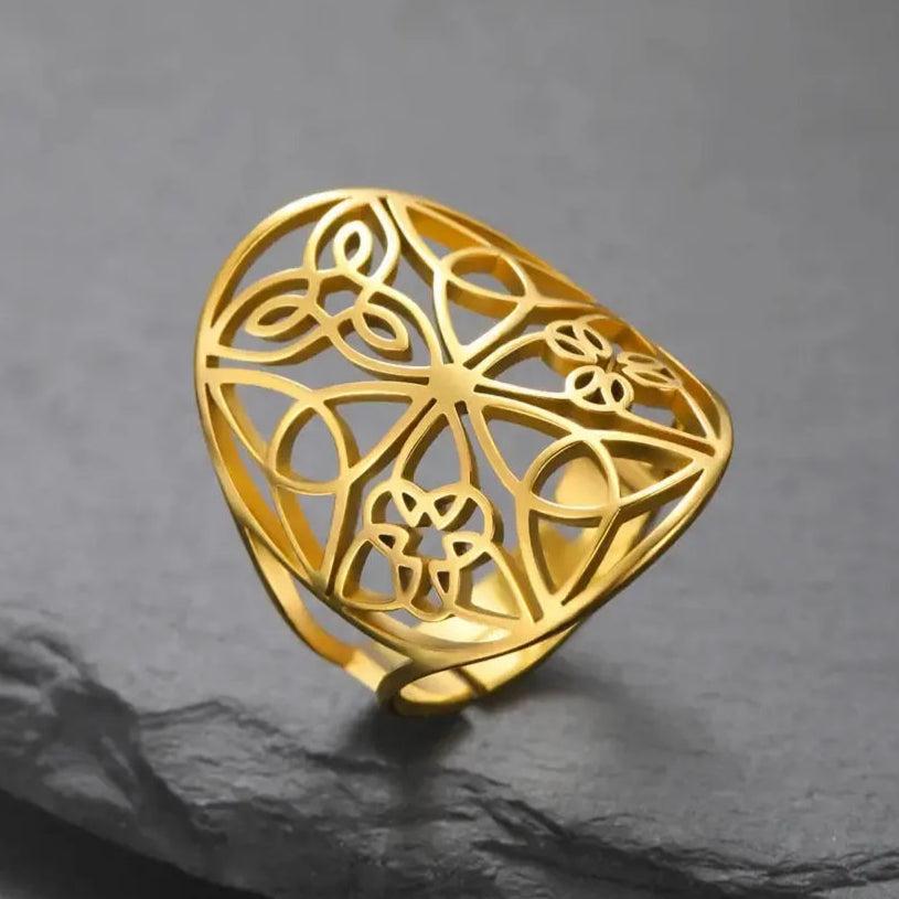 Wicca Triquetra Trinity Knot Ring Endless Infinite Knot Celtic Ring Pagan Jewelry-MoonChildWorld