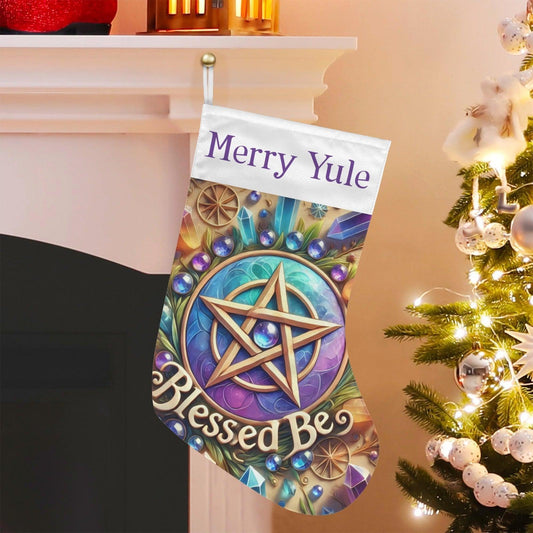 Wicca Yule Pentagram Pagan Christmas Stocking for Yule Decorations-MoonChildWorld