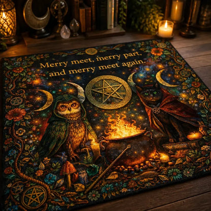 Wiccan Area Rug with Wizard Owl, Moon Phases - Pagan Carpet for Witchy Yule Decor_mockup_3.webp