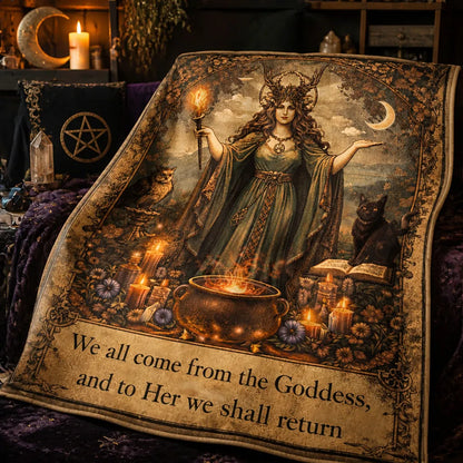Wiccan Goddess Blanket with Black Cat, Owl for Pagan Home Decor_mockup_3.webp