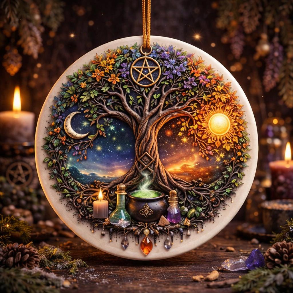 Wiccan Goddess Sun and Moon Yule Ceramic Ornament – Pagan Yule Decor-MoonChildWorld