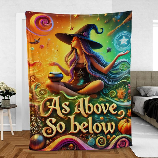 Wiccan Halloween Throw – Enchanted Witch Blanket