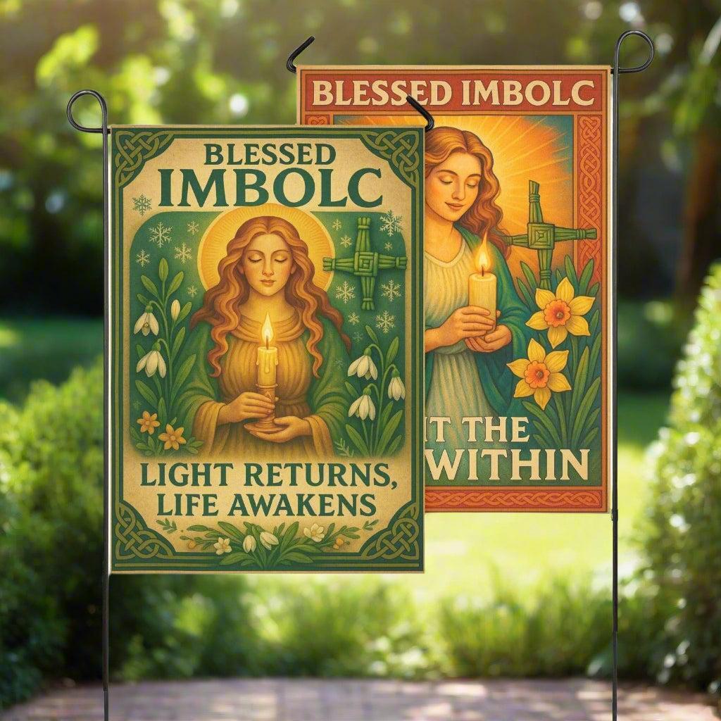 Wiccan Imbolc Sabbat Garden Flag and House Flag for Pagan Home Decor-MoonChildWorld