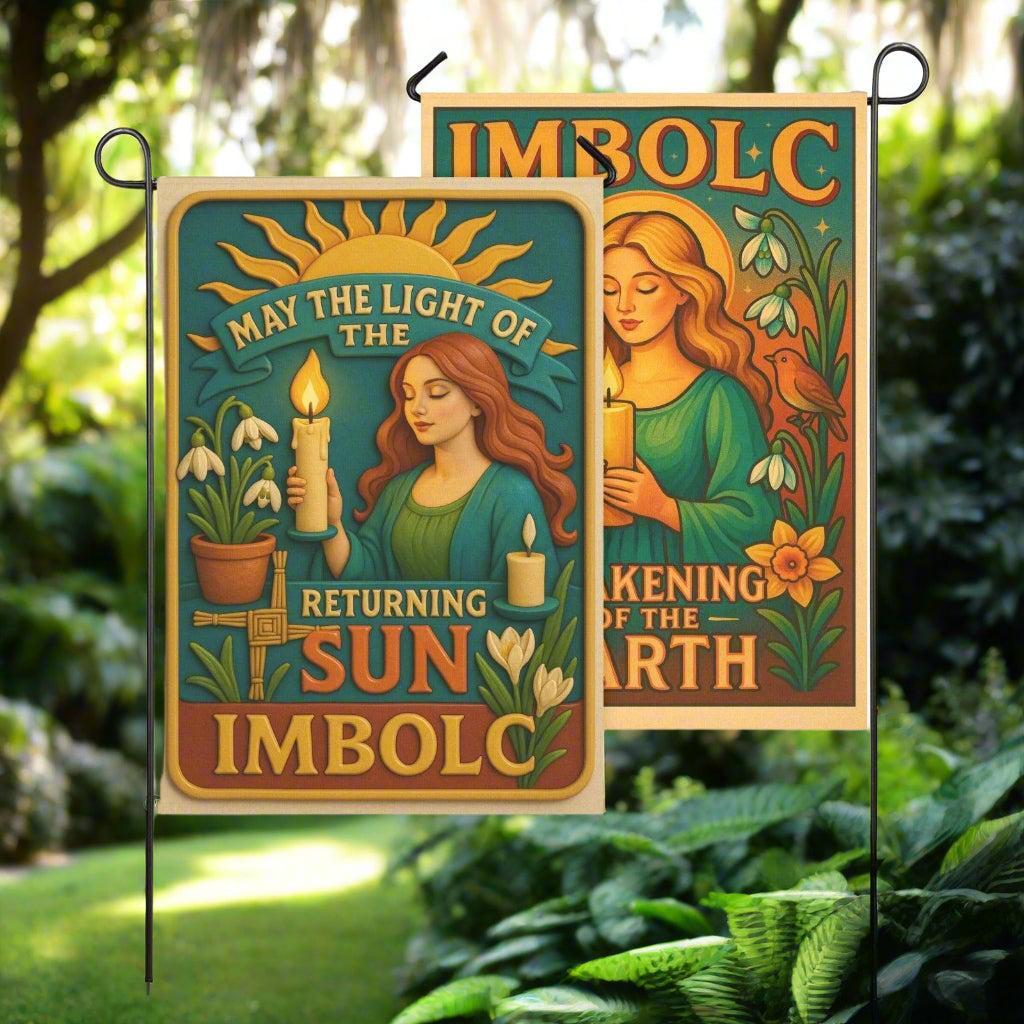 Wiccan Imbolc Sabbat Garden Flag and House Flag for Pagan Home Decor-MoonChildWorld