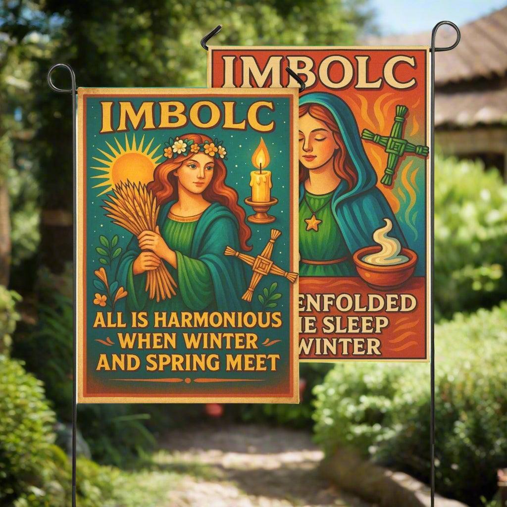 Wiccan Imbolc Sabbat Garden Flag and House Flag for Pagan Home Decor-MoonChildWorld