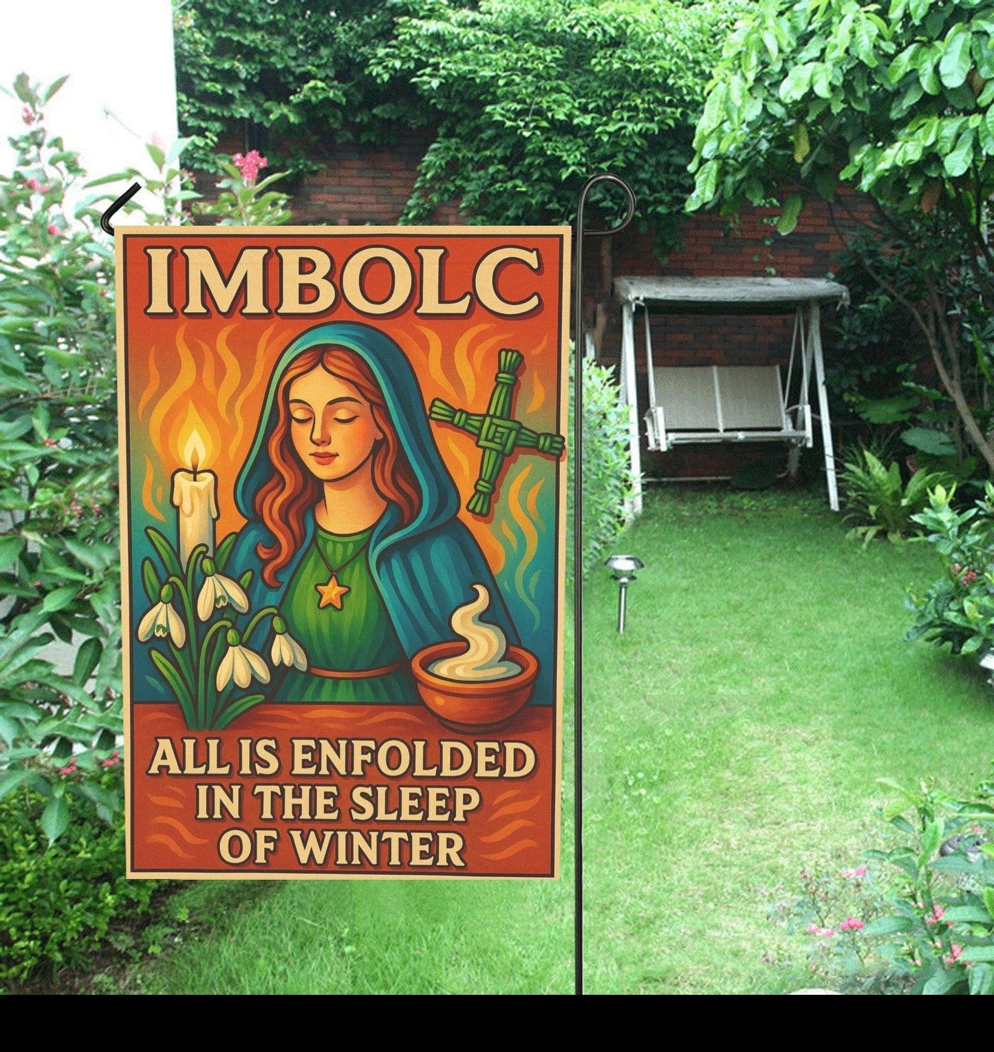 Wiccan Imbolc Sabbat Garden Flag and House Flag for Pagan Home Decor-MoonChildWorld