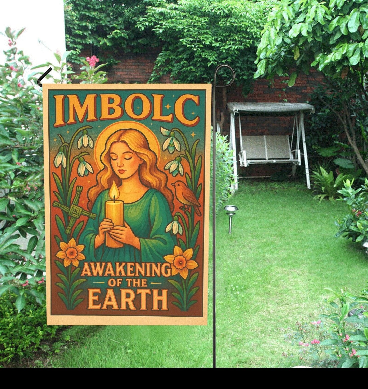 Wiccan Imbolc Sabbat Garden Flag and House Flag for Pagan Home Decor-MoonChildWorld