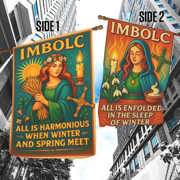 Wiccan Imbolc Sabbat Garden Flag and House Flag for Pagan Home Decor-MoonChildWorld