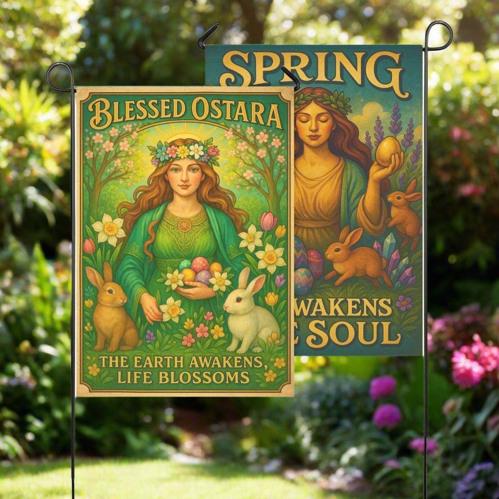 Wiccan Ostara Sabbat Garden Flag and House Flag for Pagan Spring Home Decor-MoonChildWorld