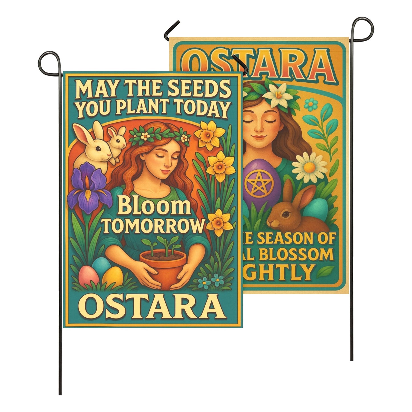 Wiccan Ostara Sabbat Garden Flag and House Flag for Pagan Spring Home Decor-MoonChildWorld