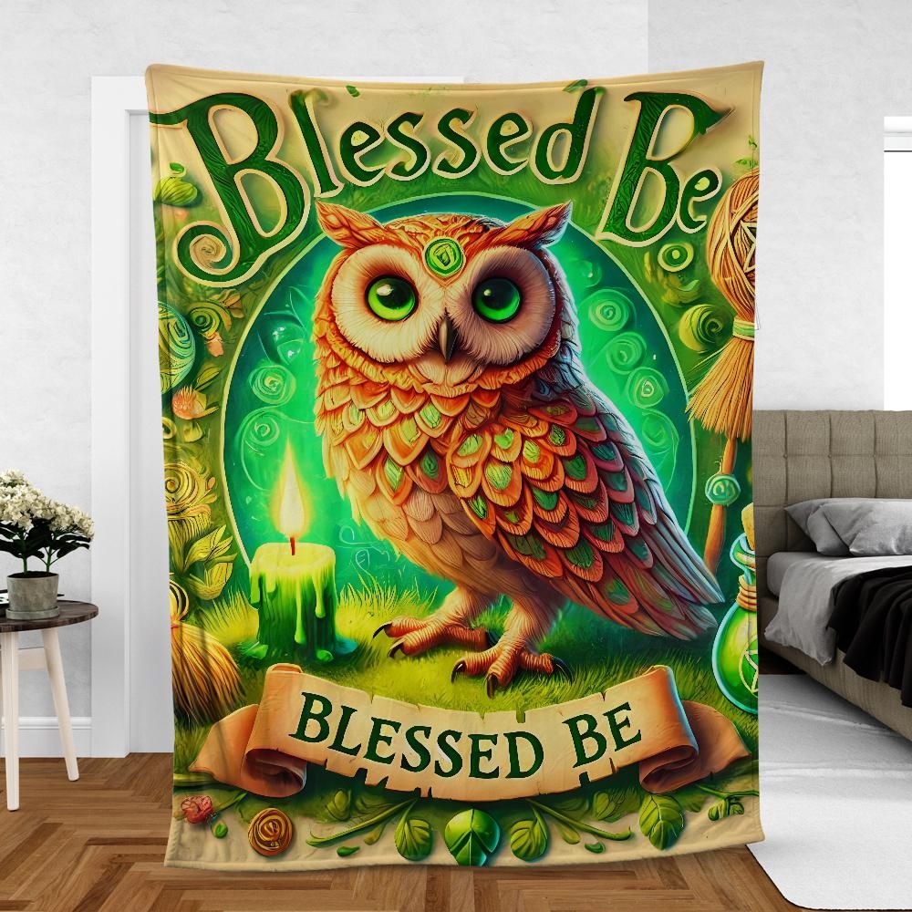 Wiccan Owl Throw – Enchanted Forest Blanket for Magic Practitioners & Nature Lovers-MoonChildWorld