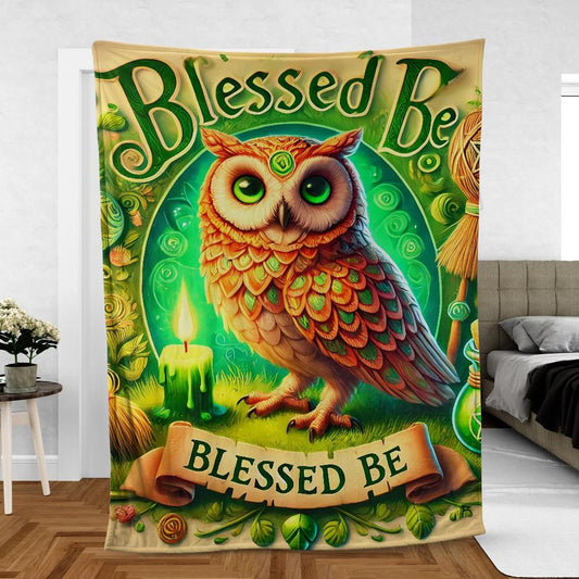 Wiccan Owl Throw – Enchanted Forest Blanket for Magic Practitioners & Nature Lovers