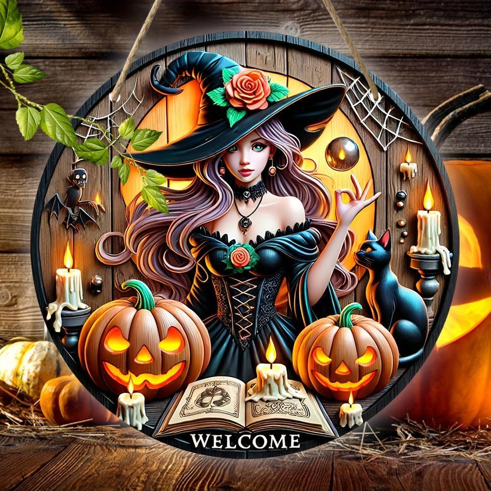 Wiccan & Pagan Metal Sign Witchy Welcome Decor for Yule & Halloween-MoonChildWorld