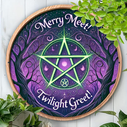Wiccan & Pagan Metal Sign Witchy Welcome Decor for Yule & Halloween-MoonChildWorld