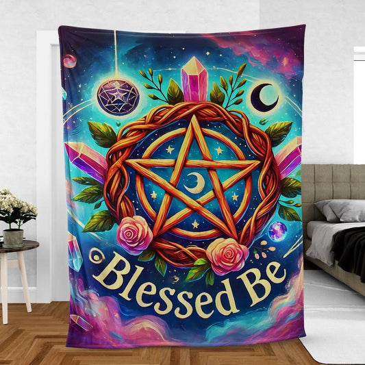 Wiccan Pentacle Blanket – Sacred Ritual Throw for Altars, Meditation & Spellwork