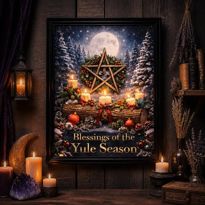 Wiccan Pentagram Canvas Wall Art for Christmas - Pagan Yule Black Framed Art Print_mockup_2.webp