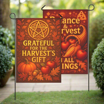Wiccan Sabbat Garden Flag and House Flag for Pagan Lammas Harvest Festival Decor