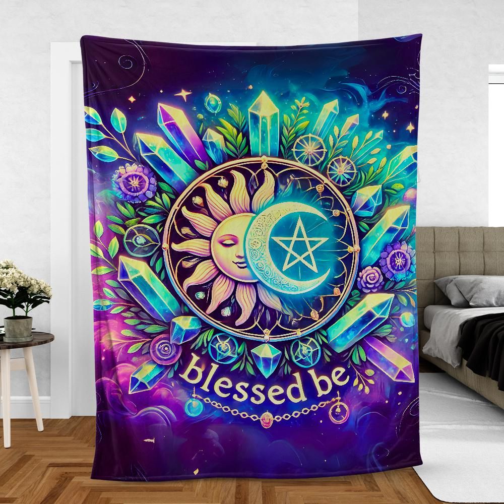 Wiccan Sun Moon Blanket – Mystical Pagan Home Decor with Cosmic Energy-MoonChildWorld