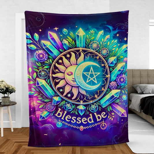 Wiccan Sun Moon Blanket – Mystical Pagan Home Decor with Cosmic Energy