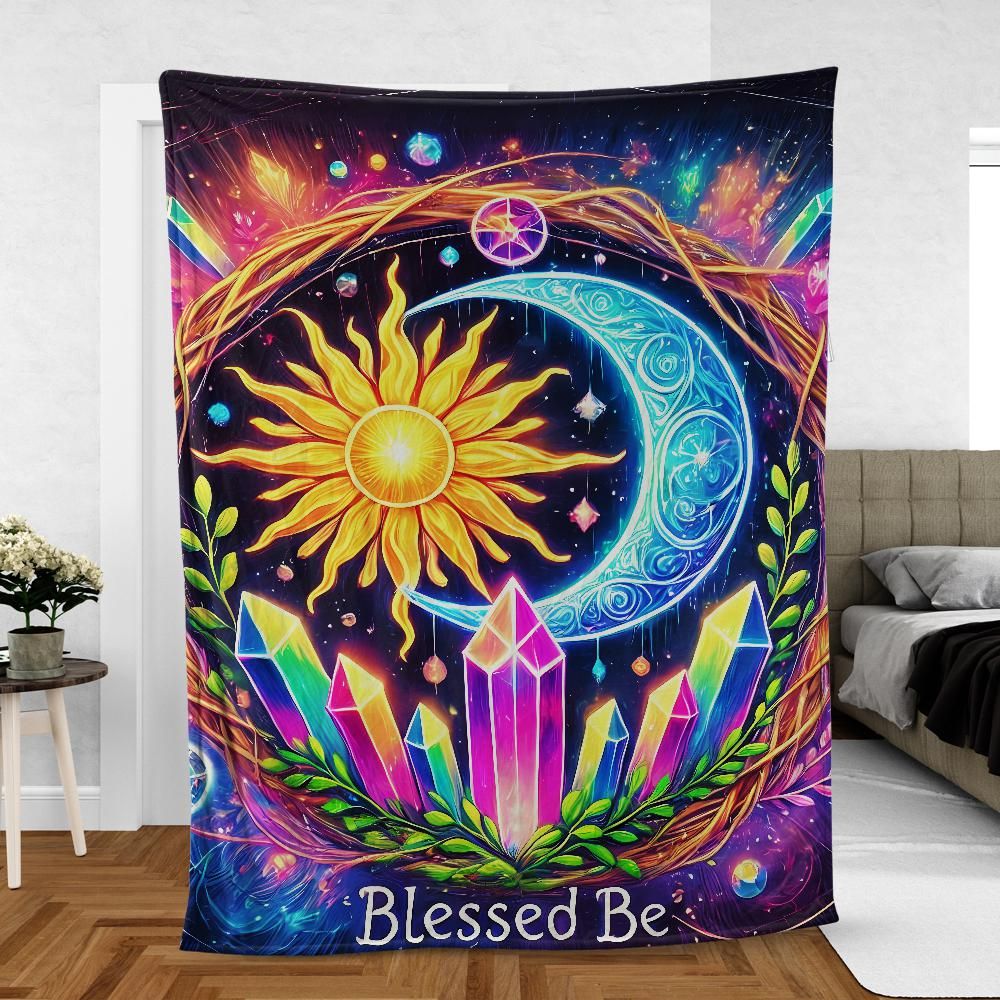 Wiccan Sun Moon Blanket – Mystical Pagan Home Decor with Cosmic Energy-MoonChildWorld
