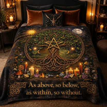 Wiccan Sun Moon Tree of Life Blanket – Mystical Pagan Home Decor_mockup_2.webp