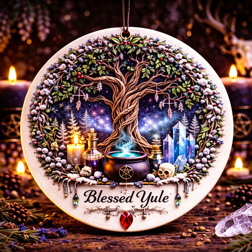 Wiccan Tree of Life Yule Ceramic Ornament – Pagan Holiday Ornament-MoonChildWorld
