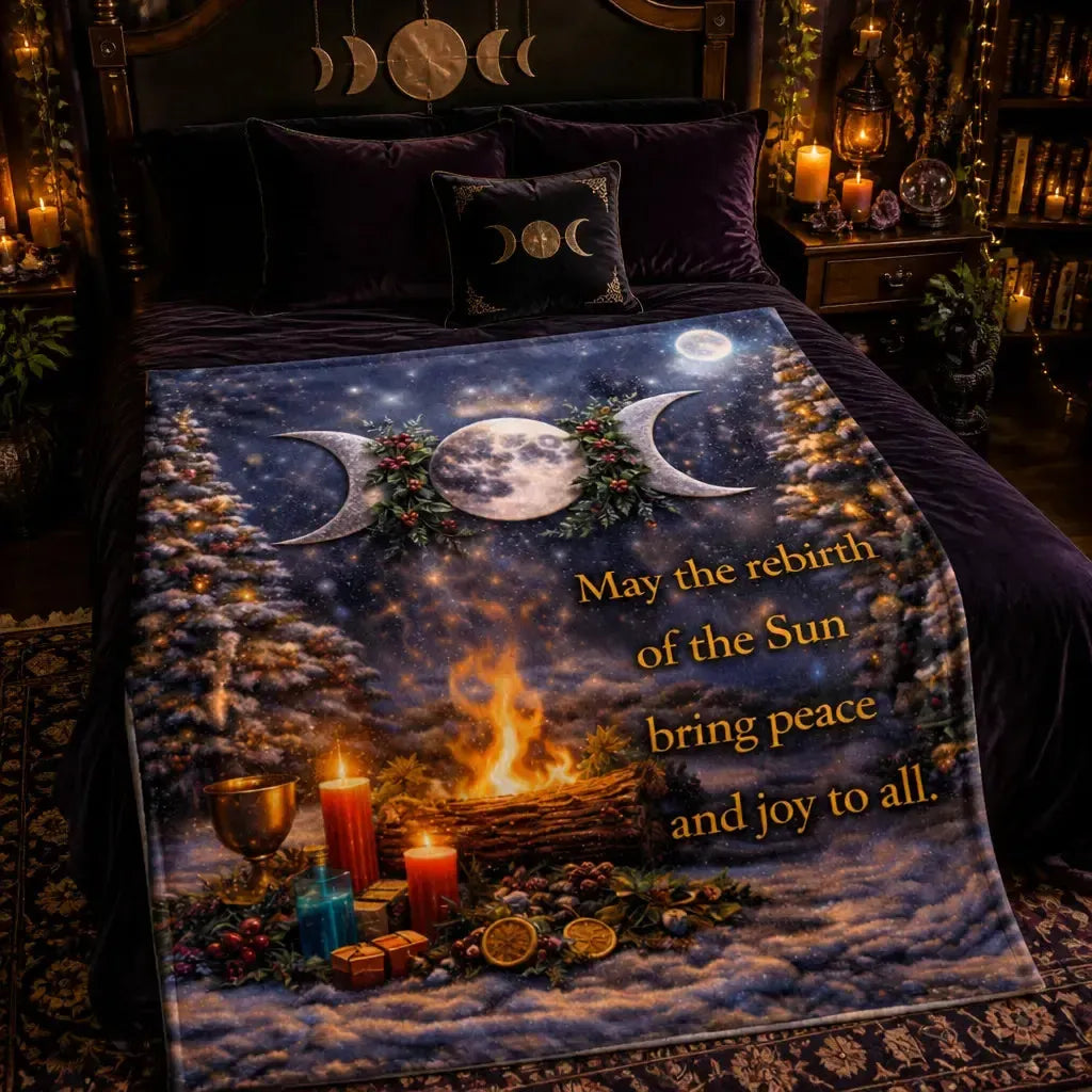Wiccan Triple Moon Blanket - Pagan Yule Blanket Wicca Christmas Home Decor_mockup_1.webp