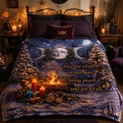 Wiccan Triple Moon Blanket - Pagan Yule Blanket Wicca Christmas Home Decor_mockup_2.webp