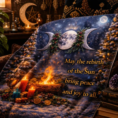 Wiccan Triple Moon Blanket - Pagan Yule Blanket Wicca Christmas Home Decor_mockup_3.webp