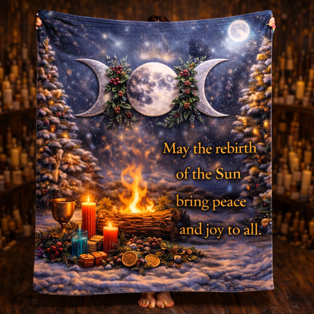 Wiccan Triple Moon Blanket - Pagan Yule Blanket Wicca Christmas Home Decor-MoonChildWorld