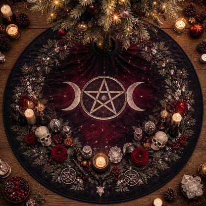 Moon Phases Triple Moon Yule Tree Skirt – Pagan Witch Gothic Decor_mockup_1.webp