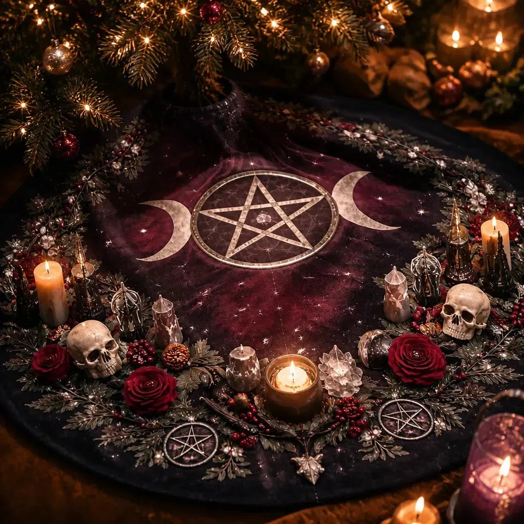 Moon Phases Triple Moon Yule Tree Skirt – Pagan Witch Gothic Decor_mockup_3.webp