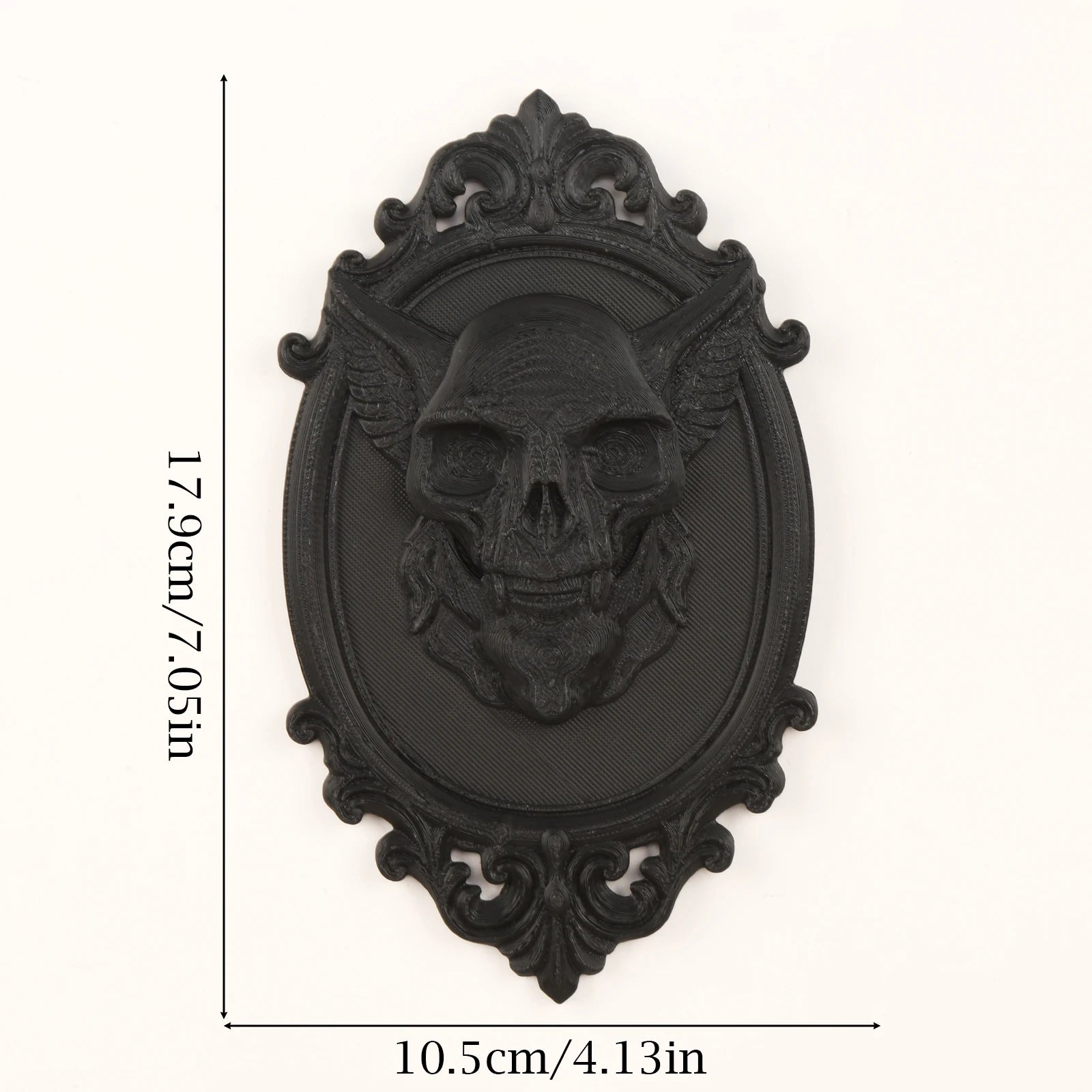 Winged Demon Skull Relief Wall Hanging – size and scale reference