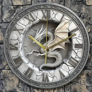 Winter Dragon Wall Clock Mythical Dragon Clock-MoonChildWorld