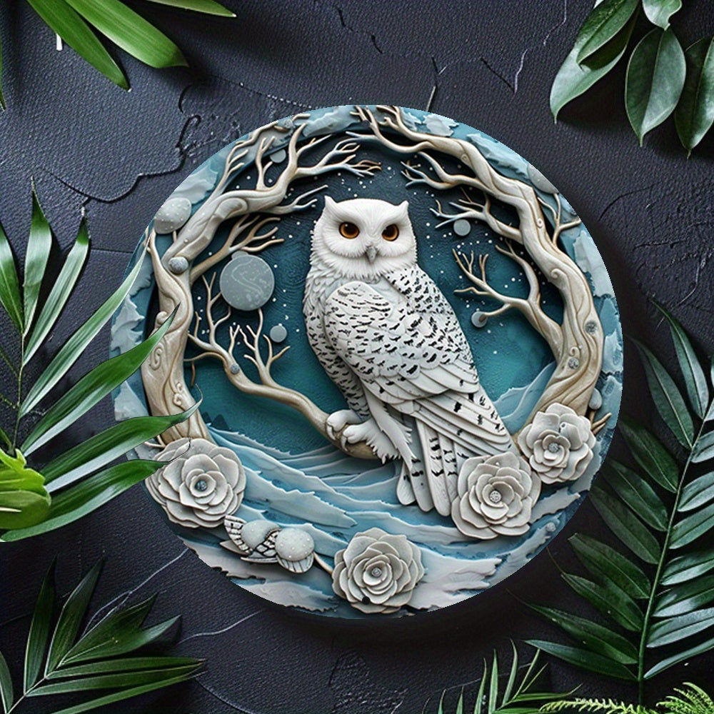 Winter Owl Metal Sign – Enchanting Home Decor-MoonChildWorld