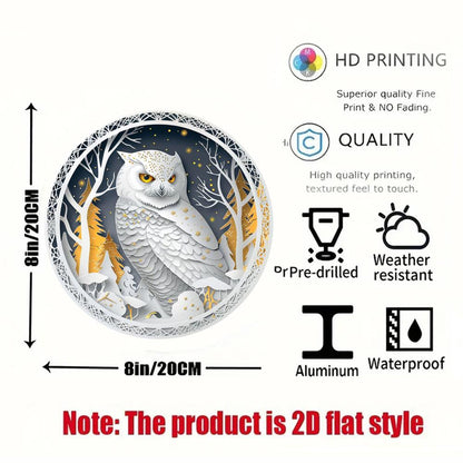 Winter Owl Wall Art Owl Metal Sign Pagan Yule Decor-MoonChildWorld