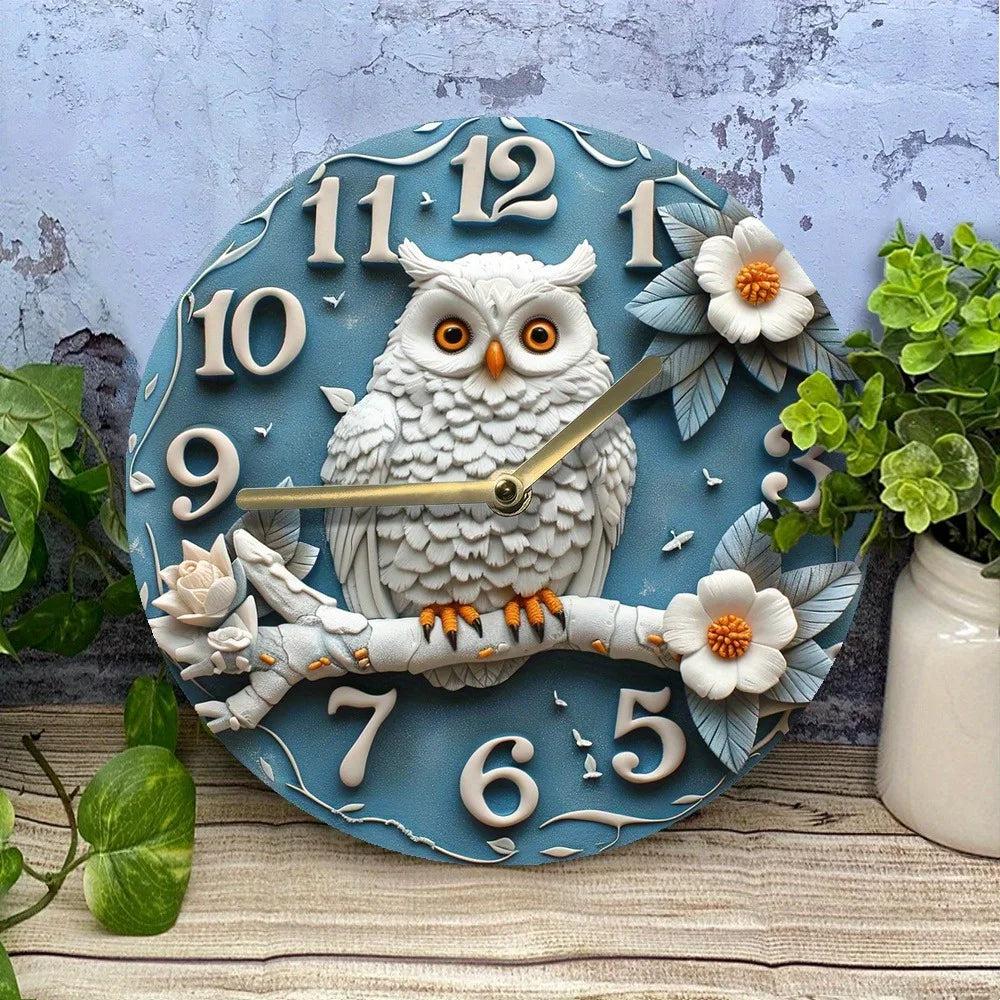 Winter Owl Wooden Wall Clock Spirit Owl Home Decor-MoonChildWorld