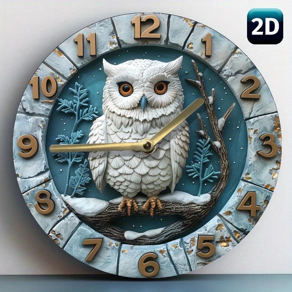Winter Owl Wooden Wall Clock for Mystic Home Decor - Spirit Owl Clock-MoonChildWorld