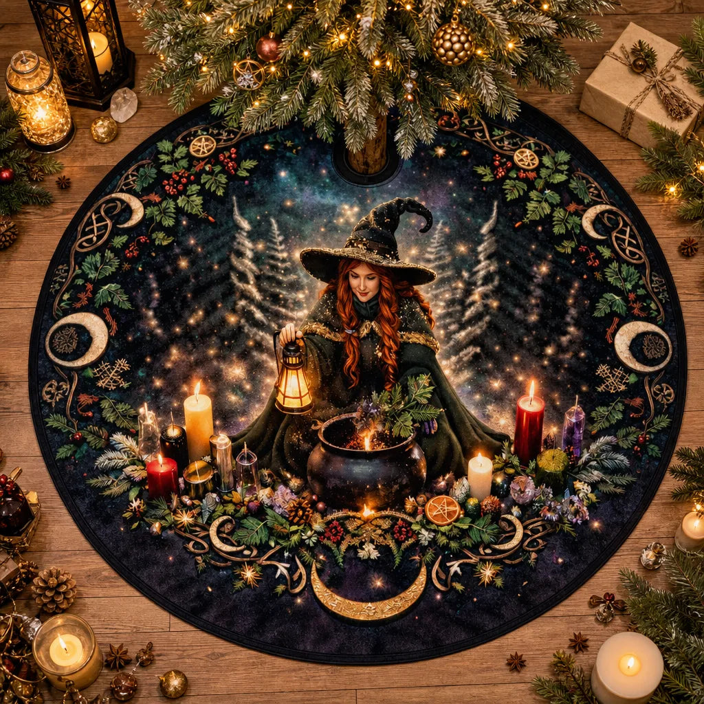 Winter Solstice Witch Yule Tree Skirt – Pagan Gothic Decor_mockup_2.webp