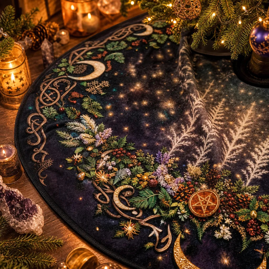 Winter Solstice Witch Yule Tree Skirt – Pagan Gothic Decor_mockup_4.webp