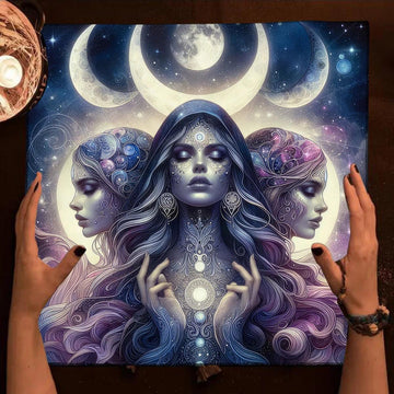 Witch Altar Cloth Triple Goddess Wicca Tarot Tablecloth Divination Cloth Witchcraft Astrology Supplies-MoonChildWorld