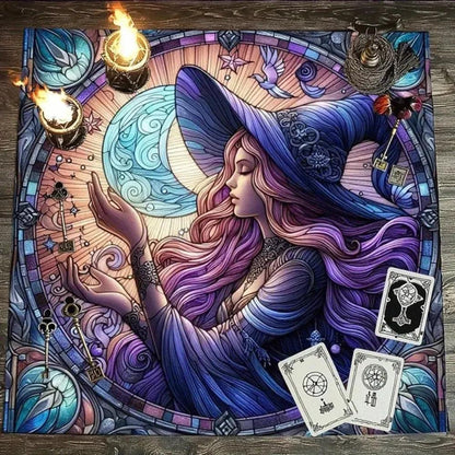Witch Altar Cloth Wicca Tarot Tablecloth for Divination Pagan Decor-MoonChildWorld