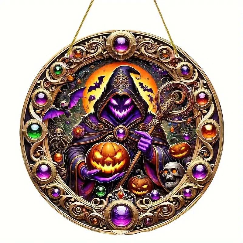 Witch Black Cat Spooky Suncatcher Halloween Acrylic Sign-MoonChildWorld
